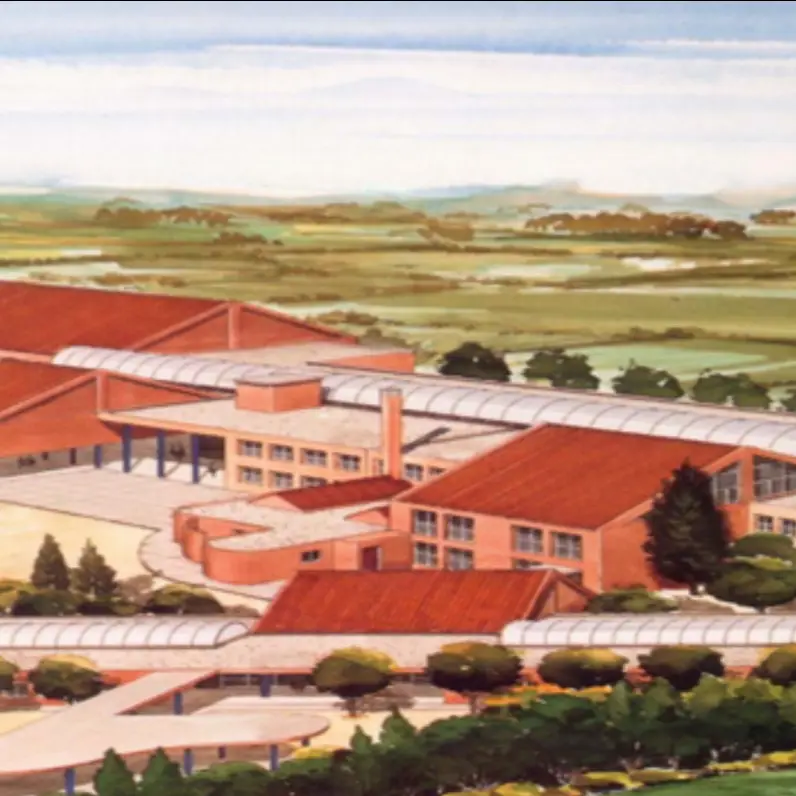 Ilustración del Colegio Juan de Lanuza y su entorno en Zaragoza