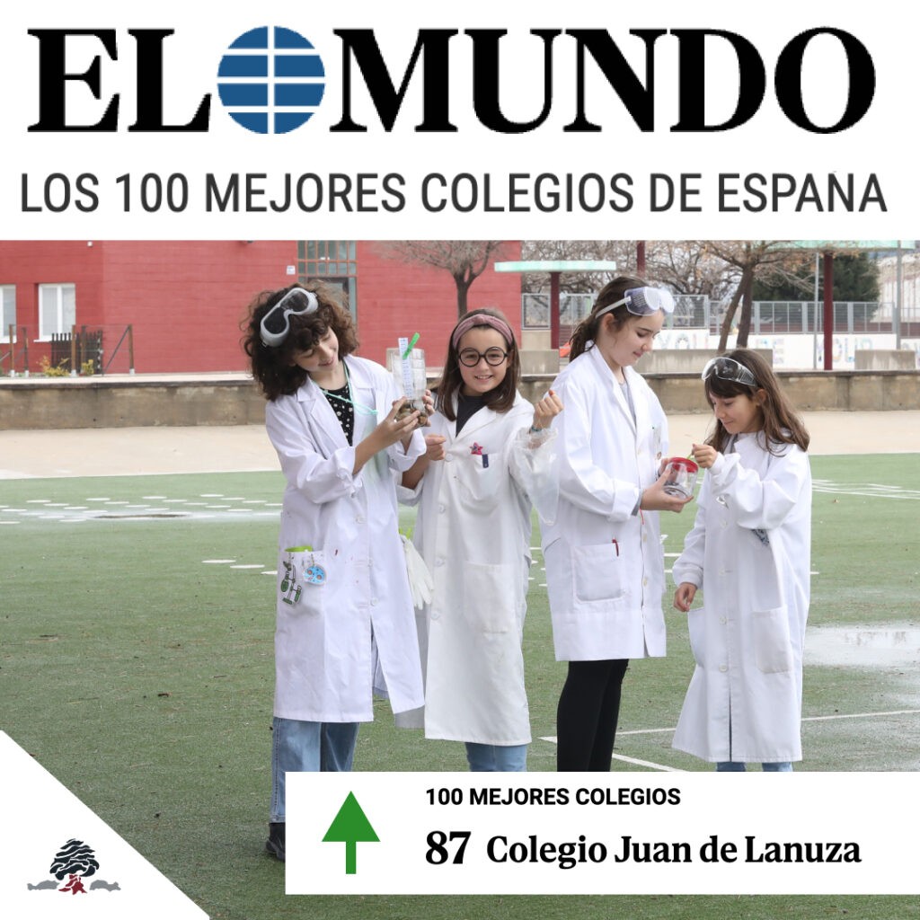 Alumnas del Colegio Juan de Lanuza realizando una actividad científica, imagen del reconocimiento en el ranking de los 100 mejores colegios de España de El Mundo.