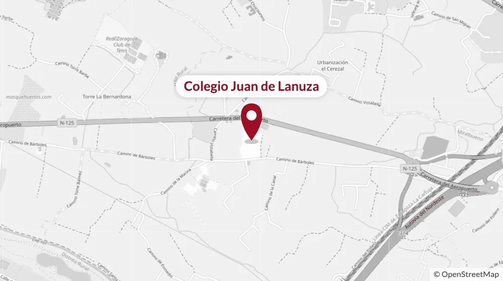Mapa de situación del Colegio Juan de Lanuza en la Carretera del Aeropuerto, Zaragoza